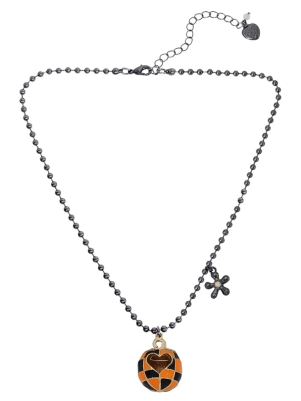 Halloween Betsey Johnson Checkered Pumpkin Pendant Necklace, charm, New